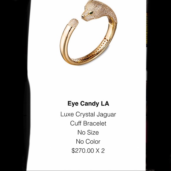Eye Candy Luxe Collection Gold Emerald Jaguar Cuff - Picture 2 of 5